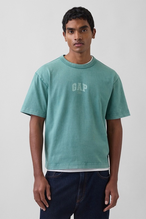 GAP, Tricou regular fit cu imprimeu logo, Verde