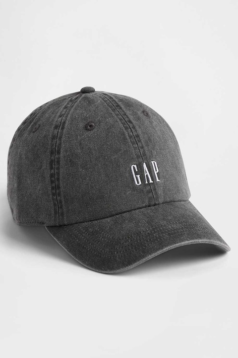 GAP, Sapca baseball de denim cu logo, Gri inchis