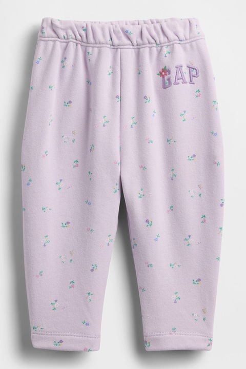 GAP, Bluza de trening cu talie elastica si imprimeu, Violet pastel