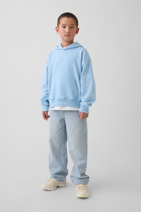 GAP, Blugi cu croiala ampla si talie ajustabila, Albastru deschis melange