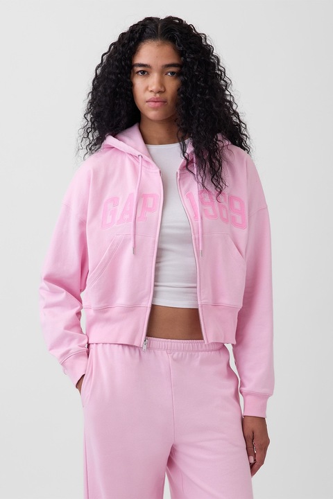 GAP, Hanorac supradimensionat cu fermoar si aplicatie logo, Roz