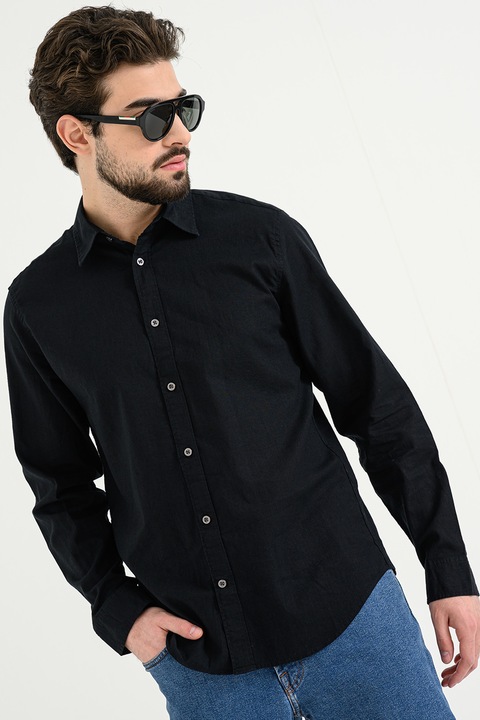 GAP, Pamut és lenvászon ing, Fekete