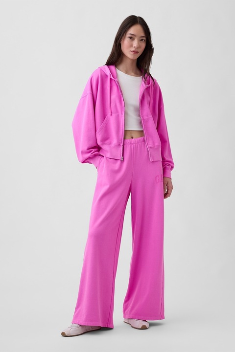 GAP, Pantaloni de trening cu croiala ampla si buzunare laterale, Roz neon