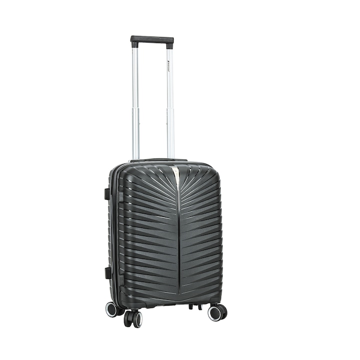 Kabinbőrönd Madisson, 55x37x21 cm, polipropilén, 4 dupla kerék, kombinációs zár, SW62103, fekete