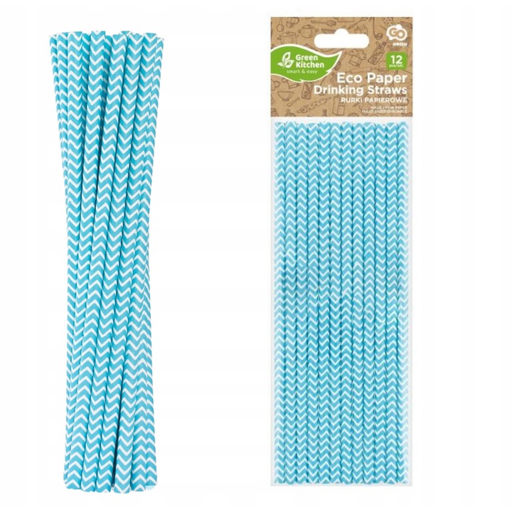 Set paie de baut ecologice de unica folosinta, Godan, 197 mm, hartie biodegradabila, pentru petreceri aniversari nunti botezuri si evenimente festive elegante, albastru deschis pastelat, 12 bucati