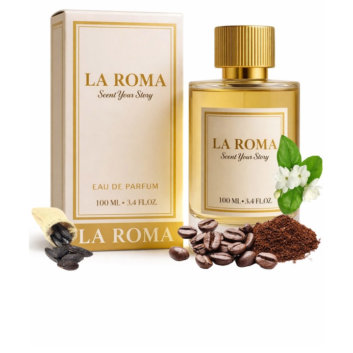 Eau de parfum La Roma W-7 Good Scent, orientális-virágos, 100ml, fehér virágok, kávé