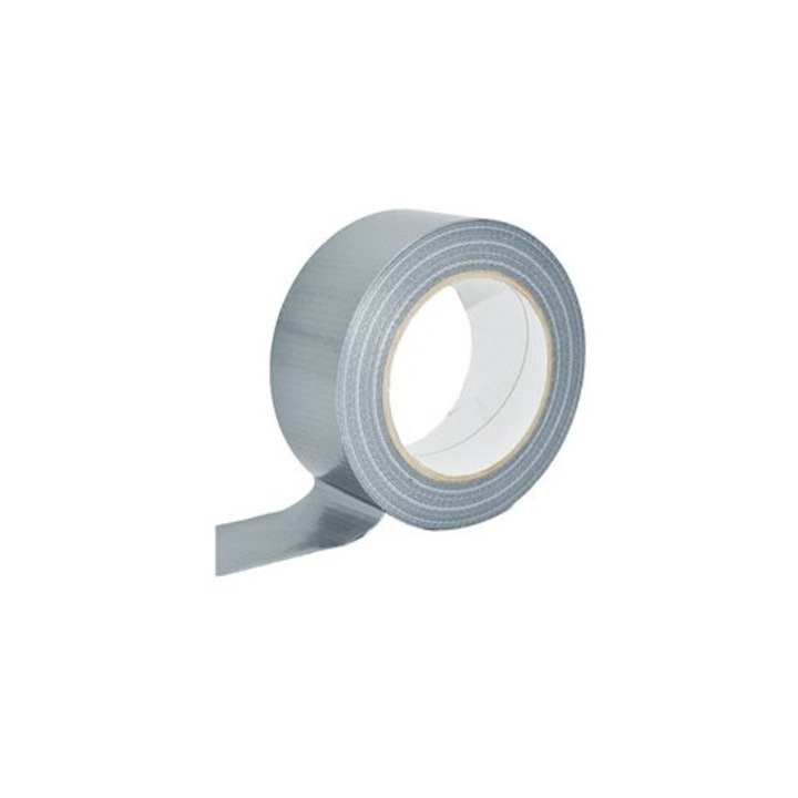 Banda adeziva armata universala, pentru fixare si izolare, 48mm/50m, Argintiu, cu adeziv hotmelt, rezistenta la apa