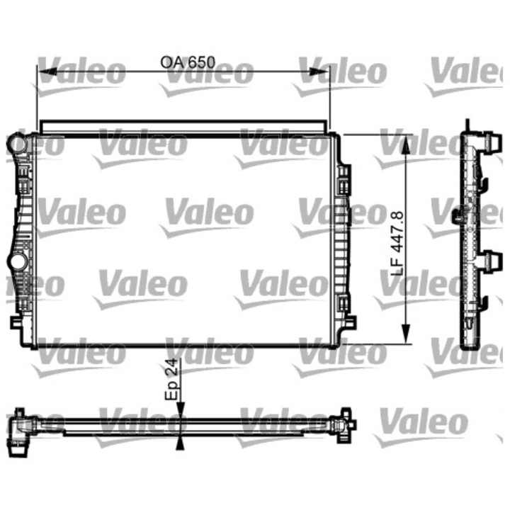 Radiator, Valeo, aluminiu, 24x447, 8x650mm