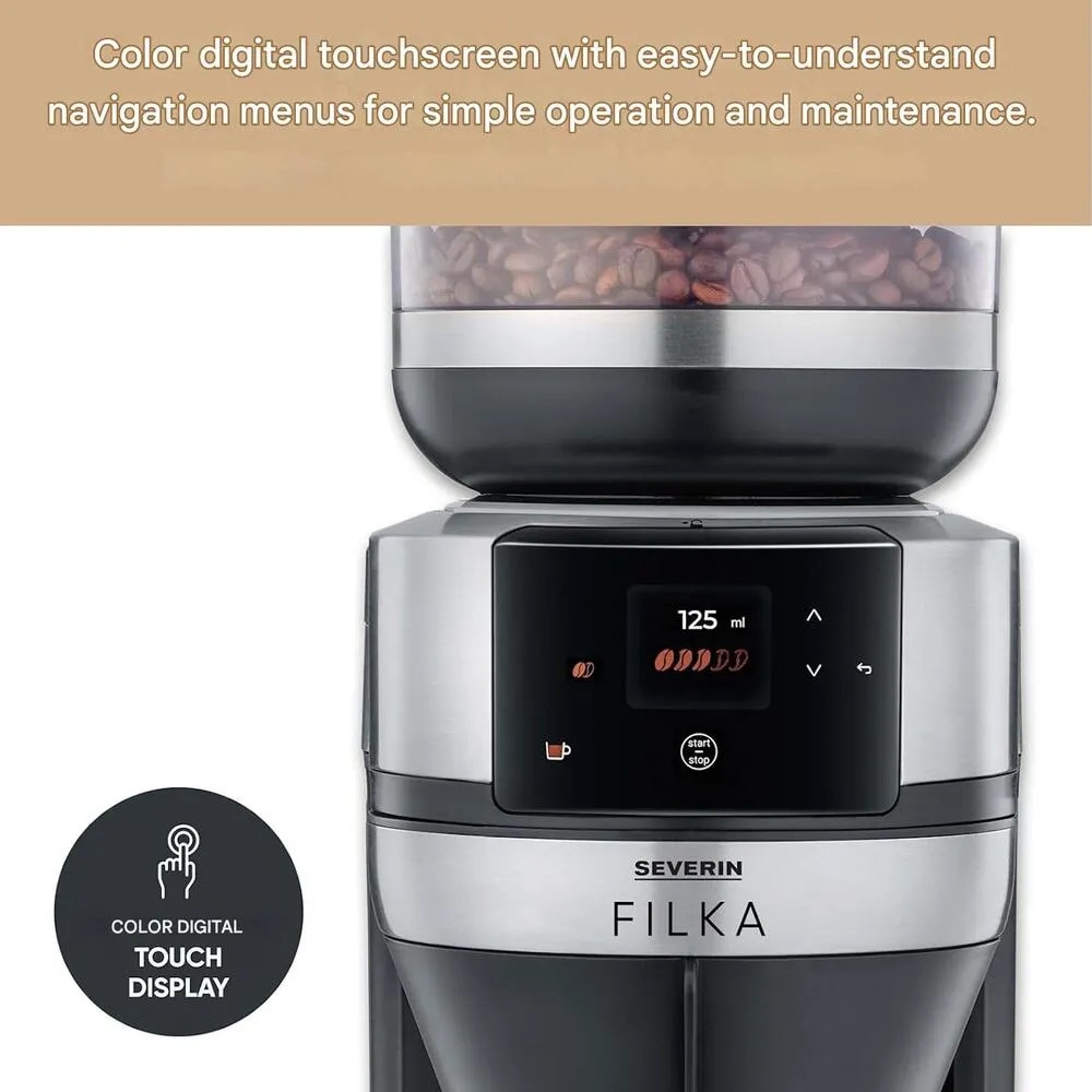 Cafetiera automata drip coffee cu rasnita Severin, Filka, capacitate 2 ...