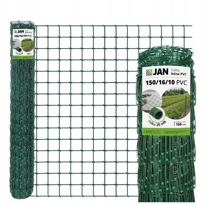 Plasa Impletita Lesi, JAN, 150/16/10, Verde, OC, PVC, 25m, Siguranta Maxima, Strat Dublu, Mascare Naturale, Rezistenta UV, Solida