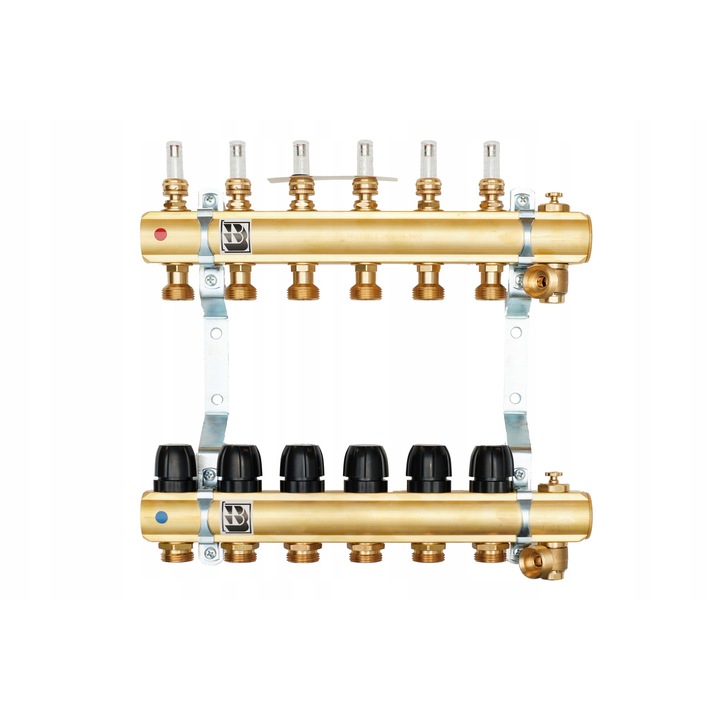 Distribuitor de incalzire in pardoseala Prandelli, 9 circuite, mosiad, 50x36x8cm