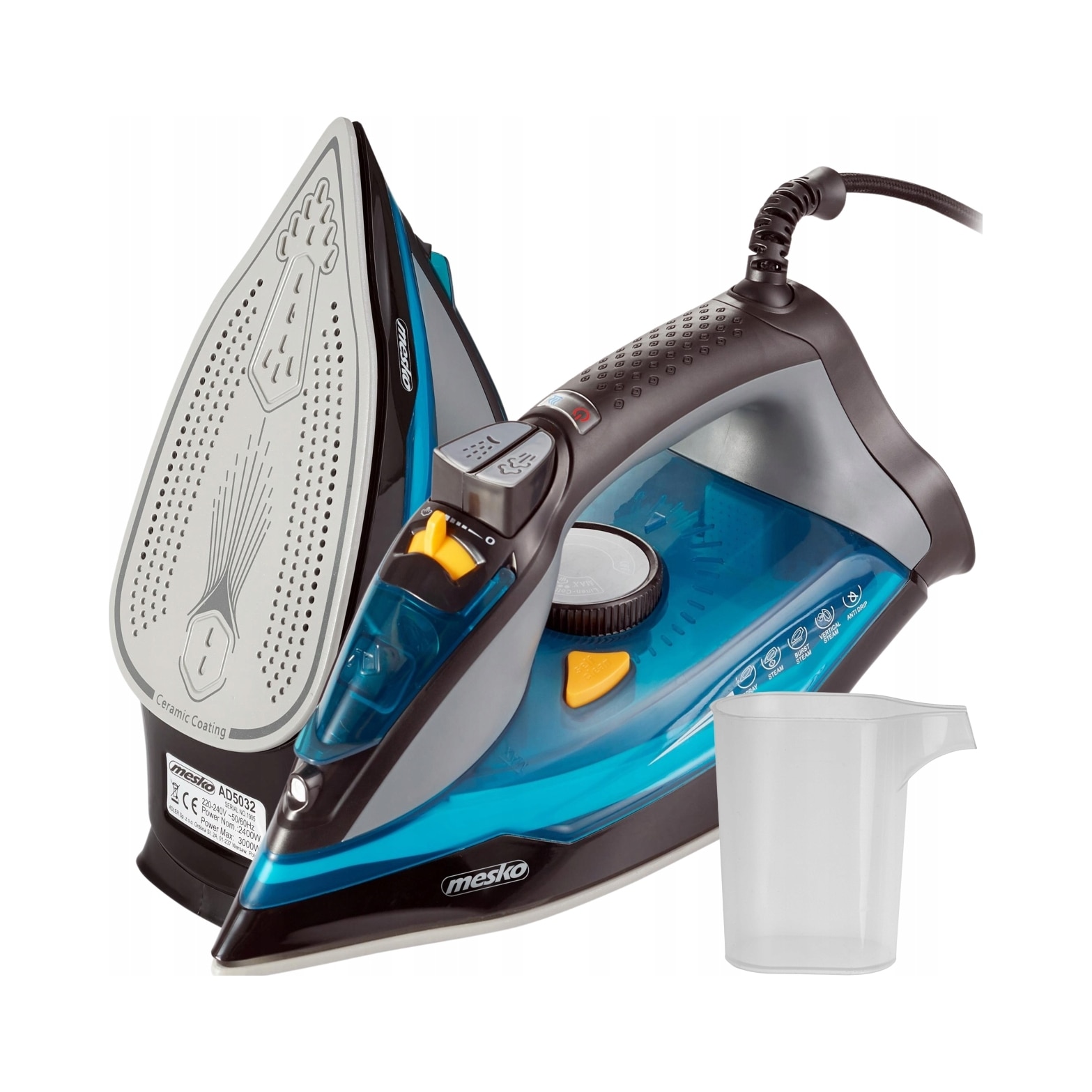 Fier de calcat cu aburi MESKO HOME 3000W ceramic 28x12x14cm