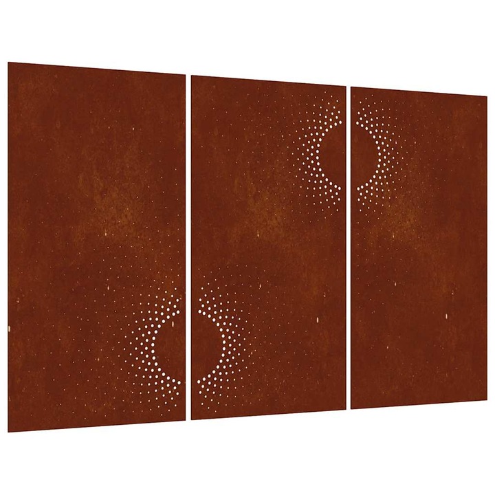 Decoratiuni perete de gradina vidaXL, 3 buc. 105x55cm otel corten soare