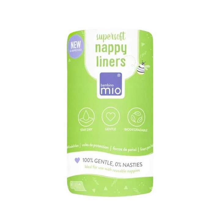 Bambino Mio set hartie absorbanta x 100, 22x30cm, biodegradabila, pentru scutece reutilizabile