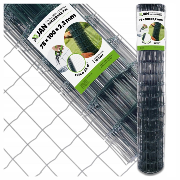 Plasa gard sudata verde RAL 6005, 75x100mm, fi 2.2mm, inaltime 1m, lungime 25m2, zincata si plastificata PCV, protectie gradina, durabilitate, otel 1.6mm, calitate