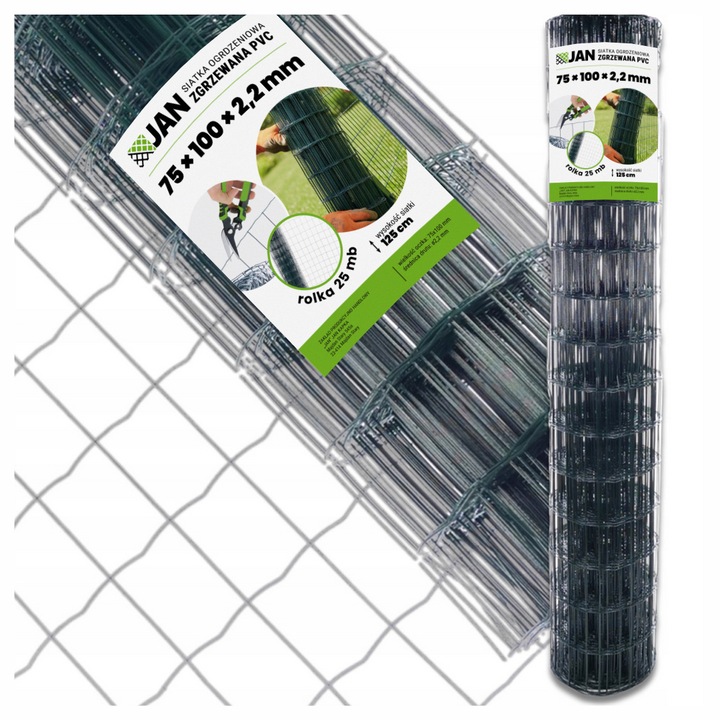 Plasa gard sudata verde RAL 6005, 75x100mm, fi 2.2mm, inaltime 1.25m, lungime 25mb, zincata si plastificata PCV, bariera animale, rezistenta intemperii, estetica