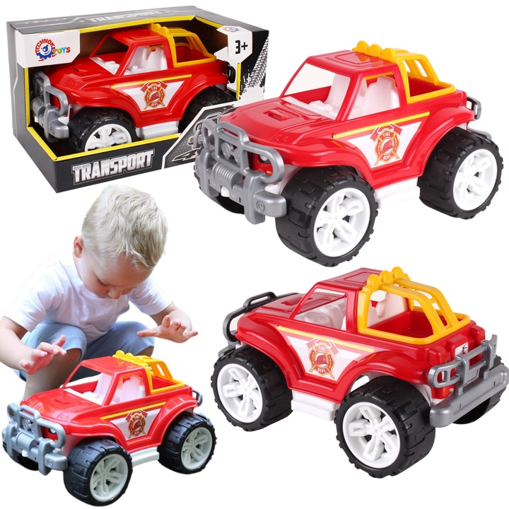 Masinuta de teren, Maksik, vehicul de pompieri, multicolor, 36x23.5x20.5cm, 3+