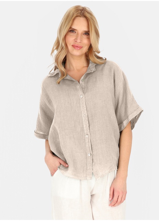 Női ing, Perso, lenvászon, galléros, bézs, Bézs