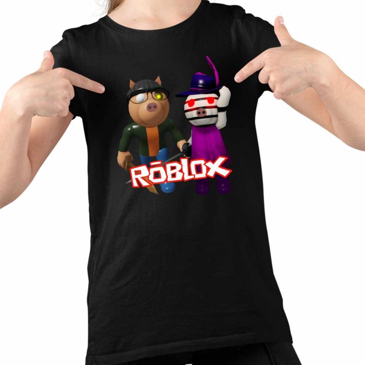Tricou Copii Fete Pony Zizzy Roblox Piggy, Fekete