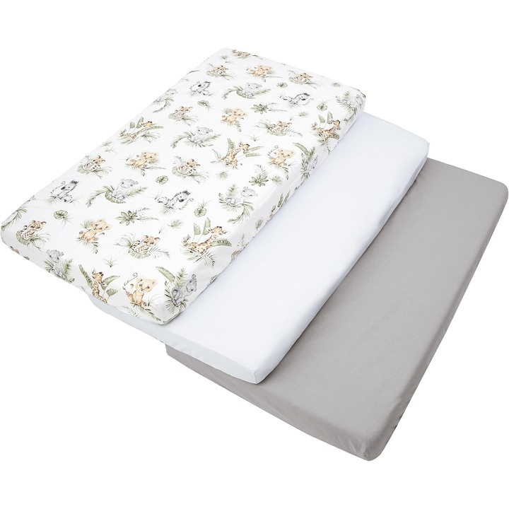 Cearsaf pentru patut Medi Partners, 60x120cm, bumbac certificat, cu banda elastica