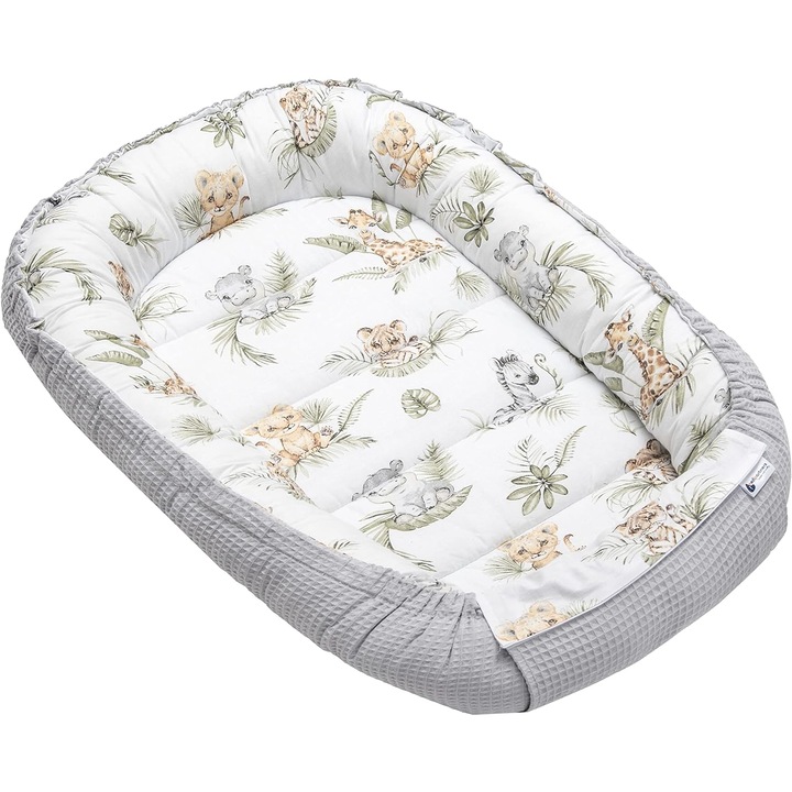 Cocon pentru bebelusi, Medi Partners, 90x50cm, bumbac, culori neutre