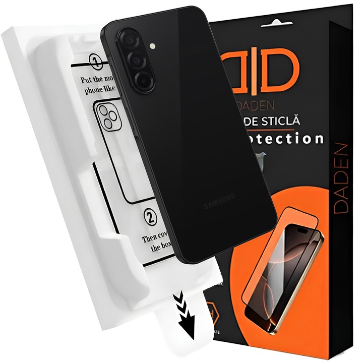 Folie Sticla pentru Samsung A26 5G cu aplicator Daden MagicBox, Full Cover, Protectie Profesionala, Ultra Rezistenta, Calitate Premium, Margini negre