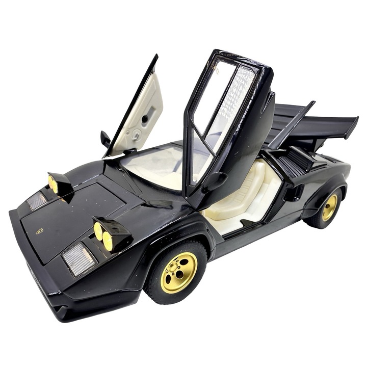 Lamborghini Countach fekete modell 1:24 fém replika fényekkel és hangokkal, ollóajtókkal