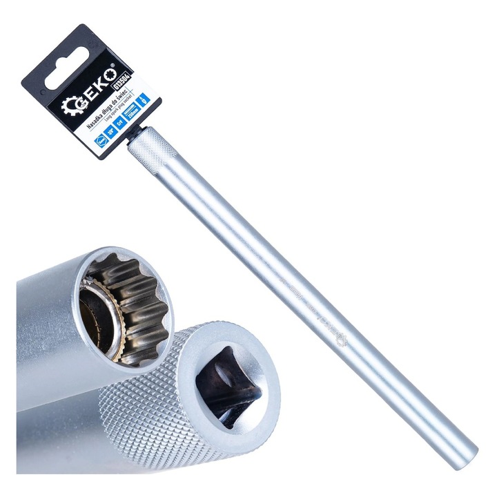 Cheie tubulara pentru bujii, 14 mm, 3 / 8", 250 mm, Cr-V, Geko G13504