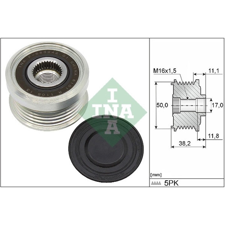 Fulie alternator INA 535033710 pentru Ssangyong Tivoli/Xlv, omologata RAR