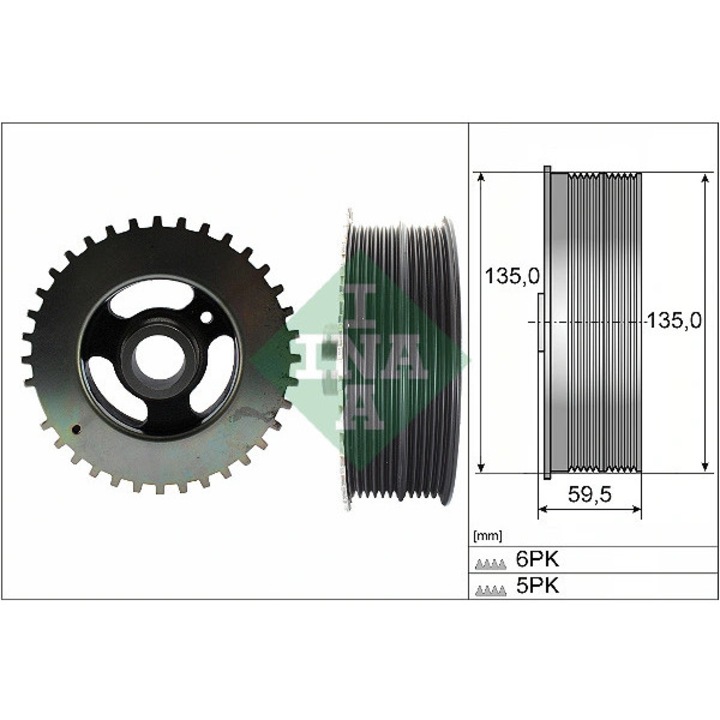 Fulie Curea Arbore Cotit INA 544015210 compatibil Ford C-Max/Focus II/Focus C-Max Volvo C30/S40/V50