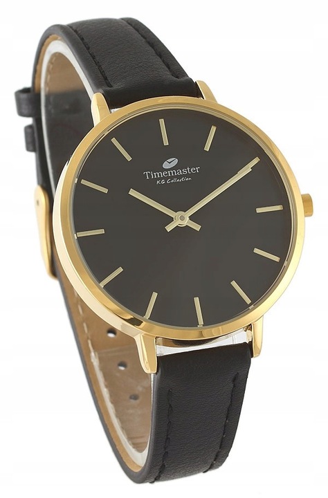 Ceas dama Timemaster 208/12BG, carcasa aurie, curea din piele ecologica, 36x42mm, negru