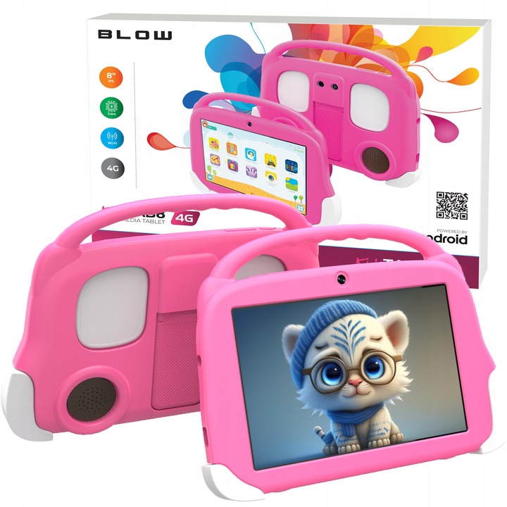 Tableta 8" 4G LTE 4/64GB WiFi GPS cu etui, set educational pentru copii