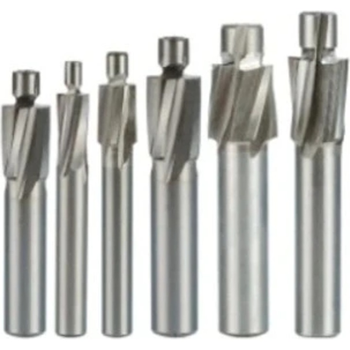 6 db Falon-Tech M3 M4 M5 M6 M8 M10 kobalt süllyesztőfúró készlet, HSS-Co, 10,5x8,4x6,3x5,3x4,3x3,2 mm