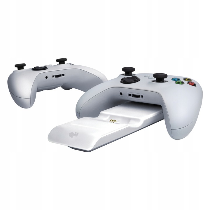 Incarcator pentru controllere Xbox, PDP Gaming, set cu 2 acumulatori 1100 mAh, alb