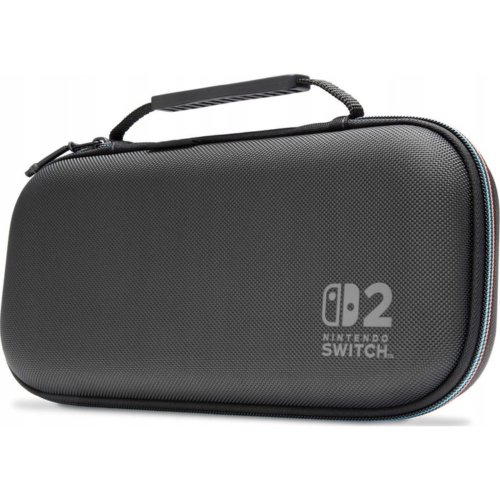 Etui de protectie pentru console Nintendo Switch 2, PowerA, negru, cu suport integrat, capacitate pentru 9 jocuri, dimensiuni compacte