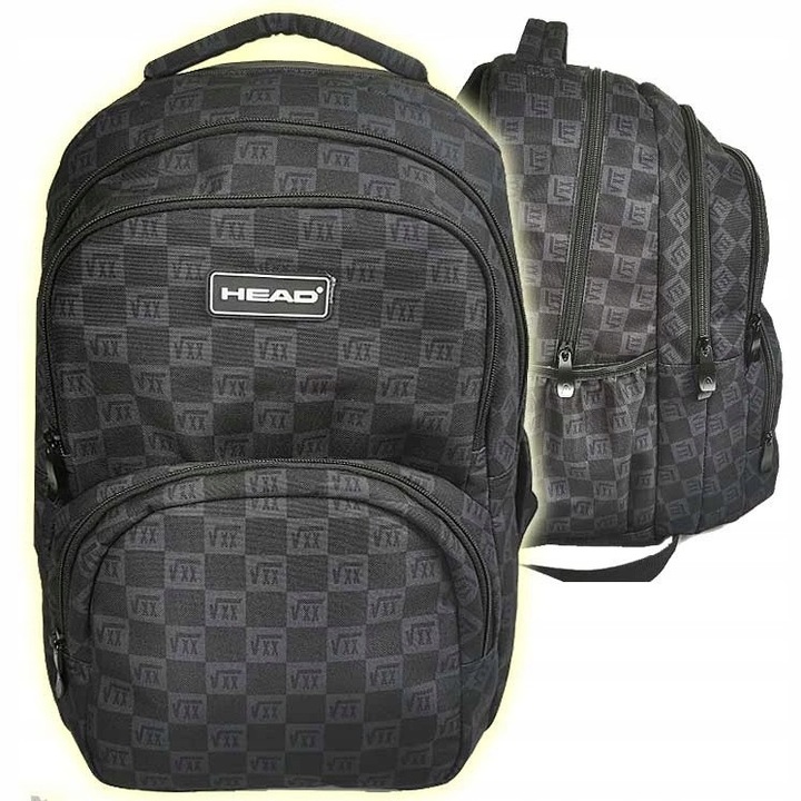 Iskolatáska 3 rekeszes, Head, 42x30x19cm, vízálló, fényvisszaverő elemek