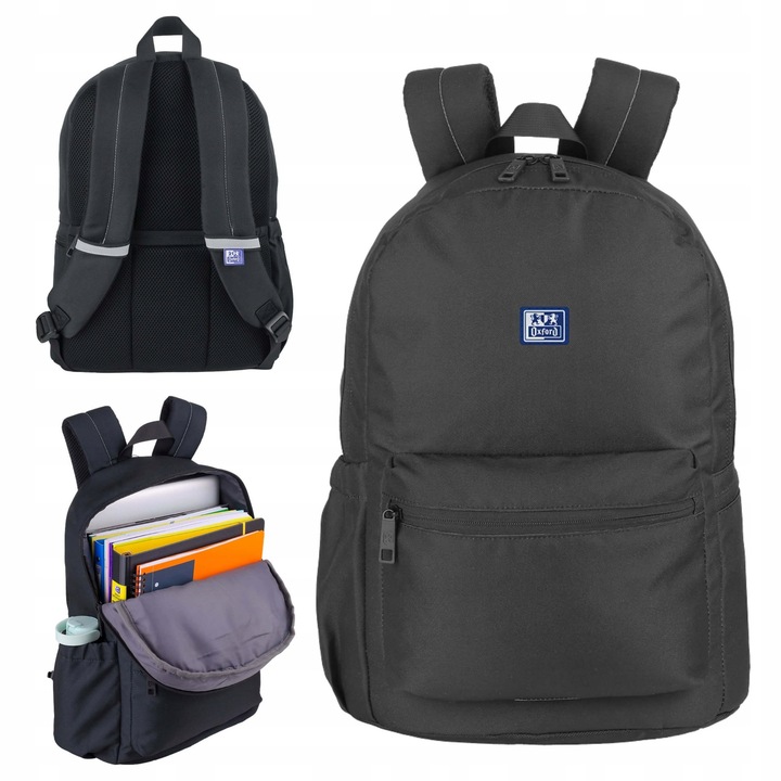 Iskolatáska Oxford, 21 l, fekete, egyrekeszes