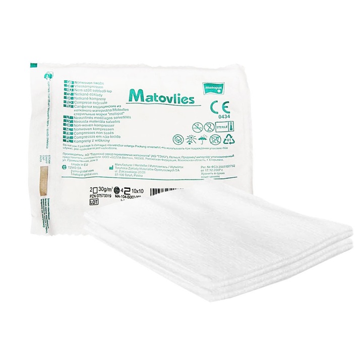 Comprese sterile, Matopat, 10x10cm, 30g, set 5 bucati