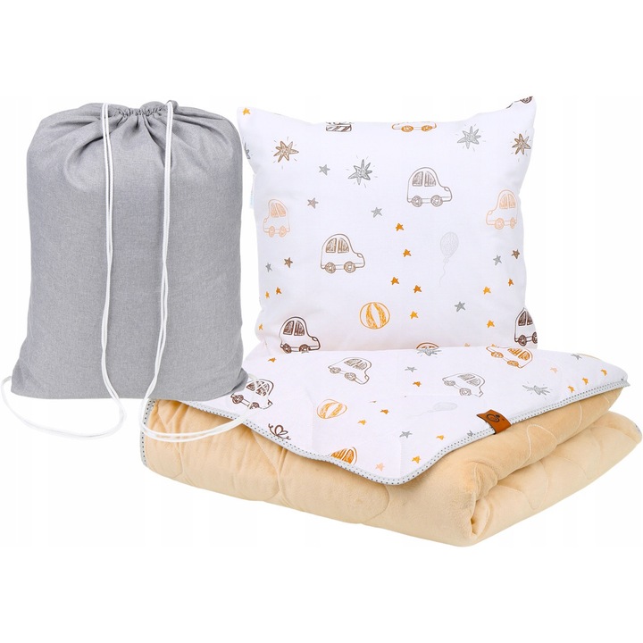 Set de somn Babymam, perna 40x40cm + patura 100x145cm, multicolor, pentru gradinita