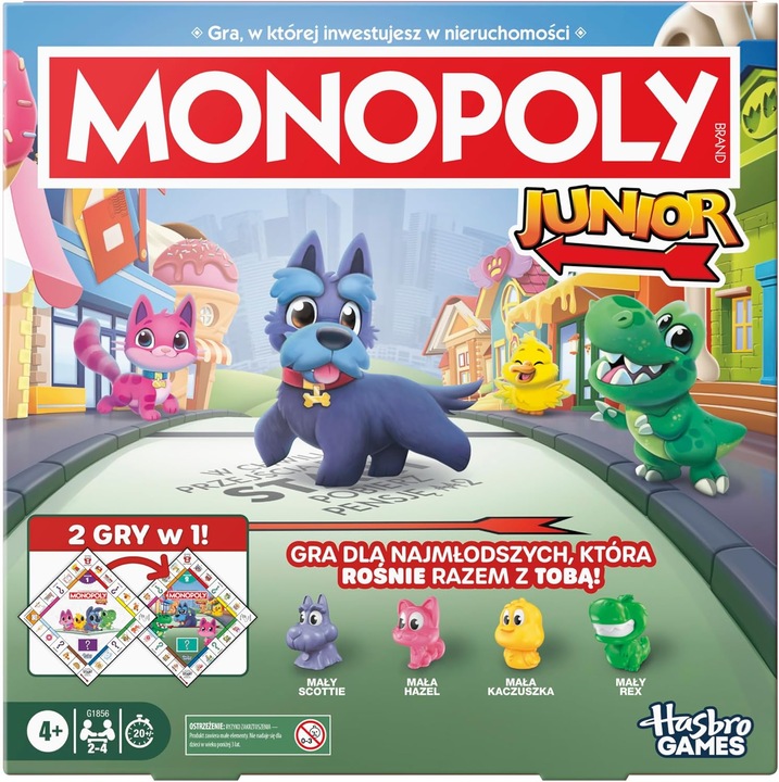 Monopoly Junior társasjáték, 2-4 játékos, 15 perc, többszínű