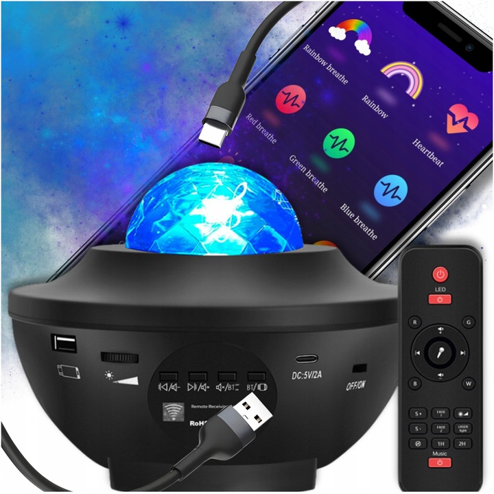 Proiector de stele, cu telecomanda, lumini LED, 21 efecte