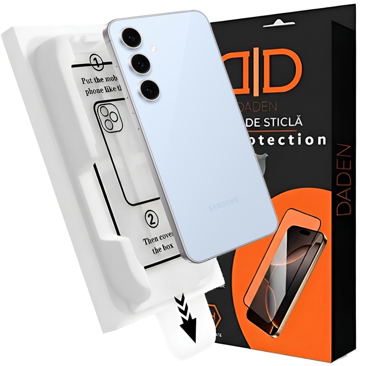 Folie Sticla pentru Samsung S24 FE cu aplicator Daden MagicBox, Full Cover, Protectie Profesionala, Ultra Rezistenta, Calitate Premium, Margini negre