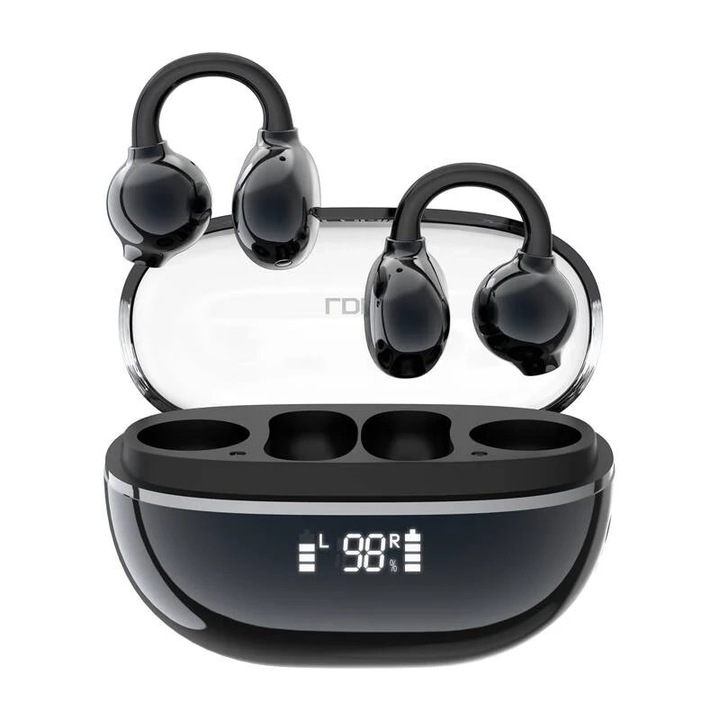 Vezeték nélküli fejhallgató T08, Bluetooth 5.4, 20 óra, IPX4, Sötétkék, Töltőtokkal