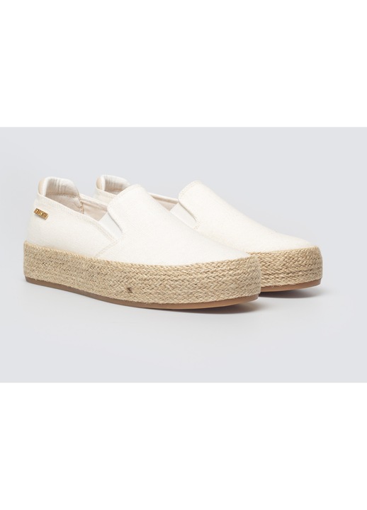 Дамски мокасини Big Star, бели, текстил, гумена подметка, модел без връзки