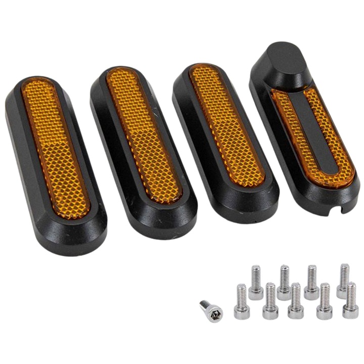 Set 4 capace roti cu element reflectorizant pentru trotineta electrica Xiaomi Mi Pro 2, Xiaomi Mi M365, Xiaomi Mi Essential, Xiaomi Mi 1S, Xiaomi Mi 3, eWheel, Negru/Galben