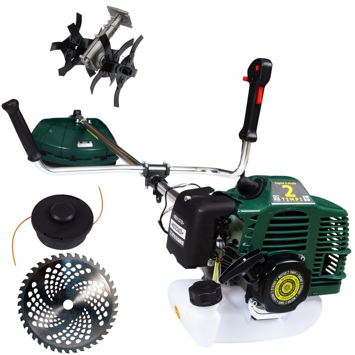 Set Motocoasa LIDERMAN GTO6HP-BM-2T, GREEN-Racing, 9.7CP, Cap Cultivator, Extra Disc Vidia