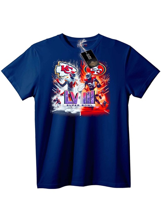Super Bowl LVIII Chiefs 49ers póló, Tengerészkék
