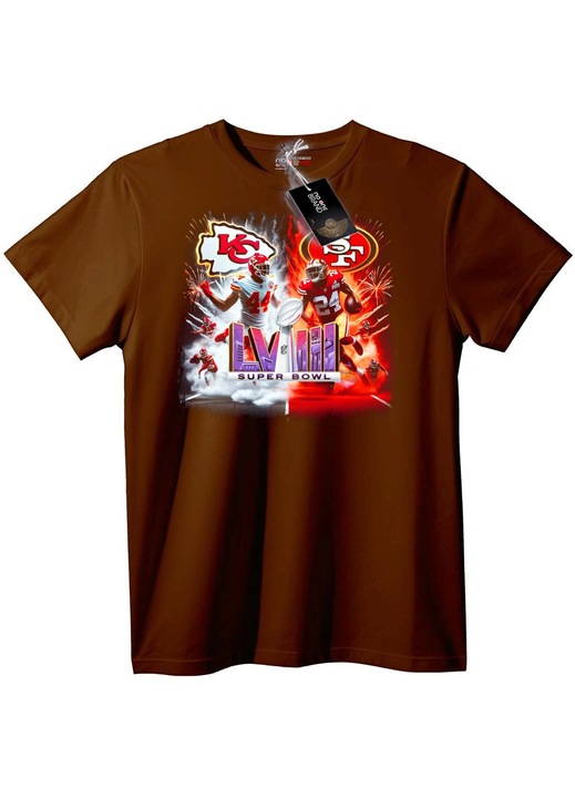 Super Bowl LVIII Chiefs 49ers póló, Barna