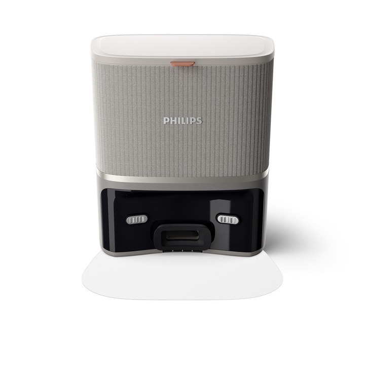 Statie de golire automata Philips XV1451/20, pentru roboti seria 5000, compatibila cu XU5000 si XU5100, fara batai de cap 70 de zile cu S-bag de 3 l, design compact si elegant