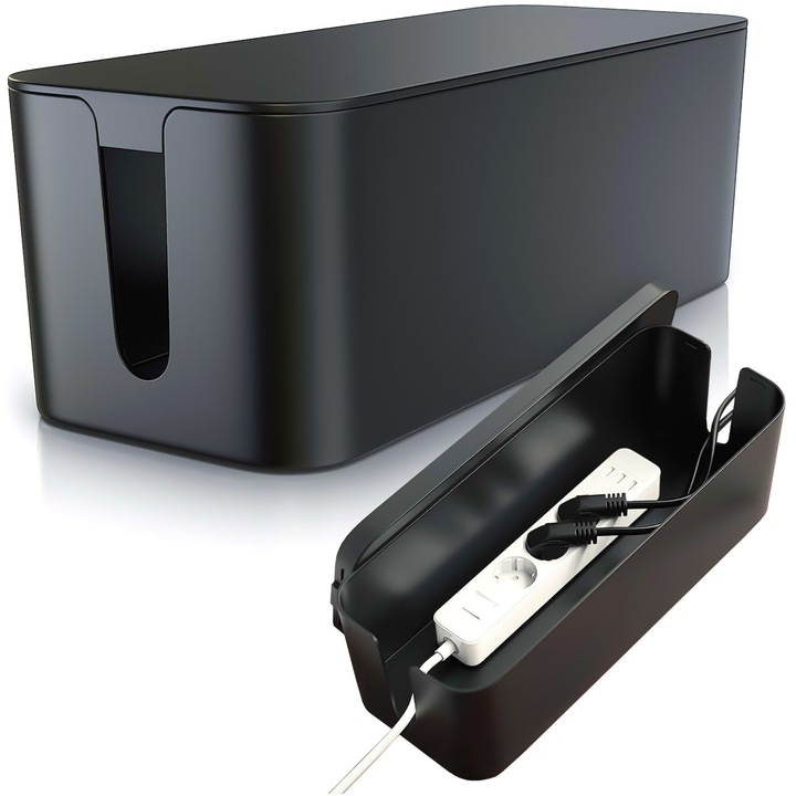 Organizator cabluri, Alogy, set, 31x13x12.5cm, negru